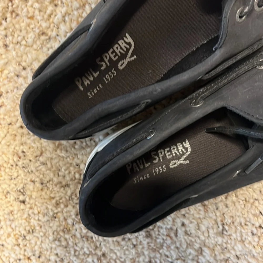 Sperry Top Siders. Worn once maybe. Dark navy or black.
